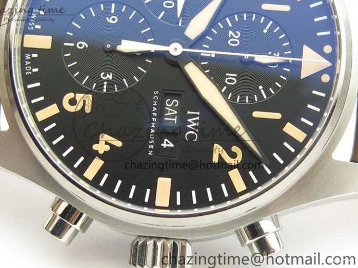 MIROTIME 0301 Pilot Chrono 20th ZF 1:1 Best Edition Black Dial On Brown Leather Strap A ZeroBulk 7236